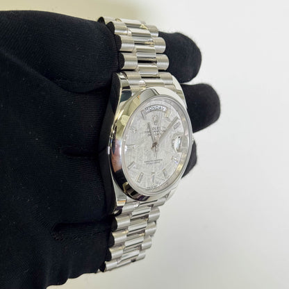 Rolex Day-Date Platinum 40mm Factory Meteorite Watch Ref# 228206 - Happy Jewelers Fine Jewelry Lifetime Warranty