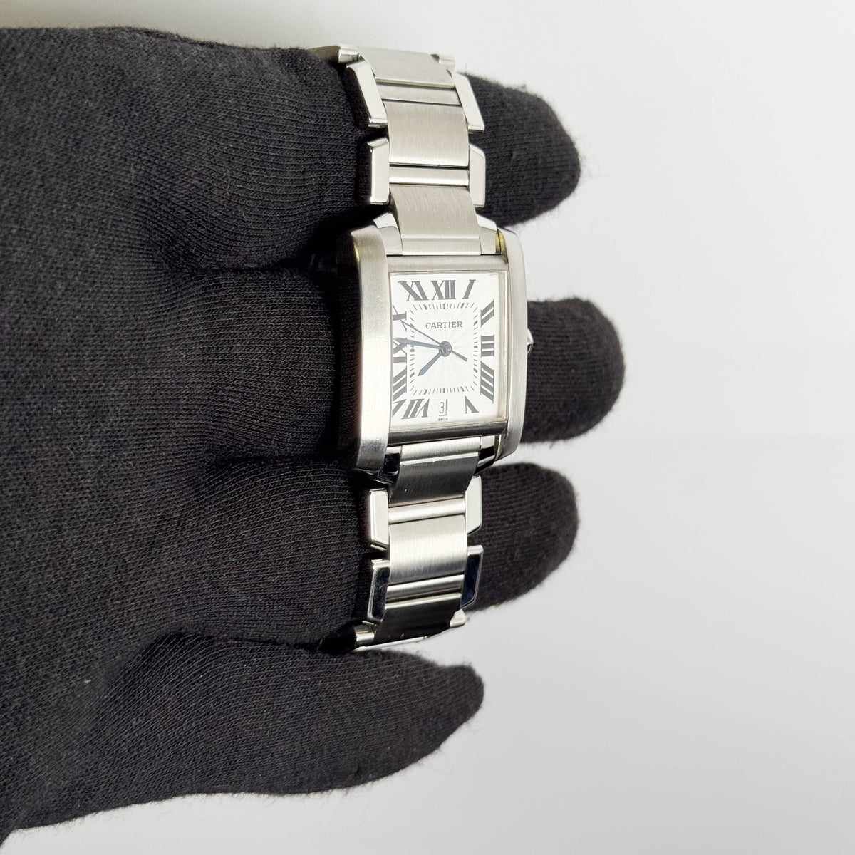 Cartier Tank Française Stainless Steel 28mm White Dial Watch Ref# W51002Q3