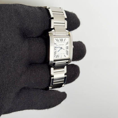 Cartier Tank Française Stainless Steel 28mm White Dial Watch Ref# W51002Q3