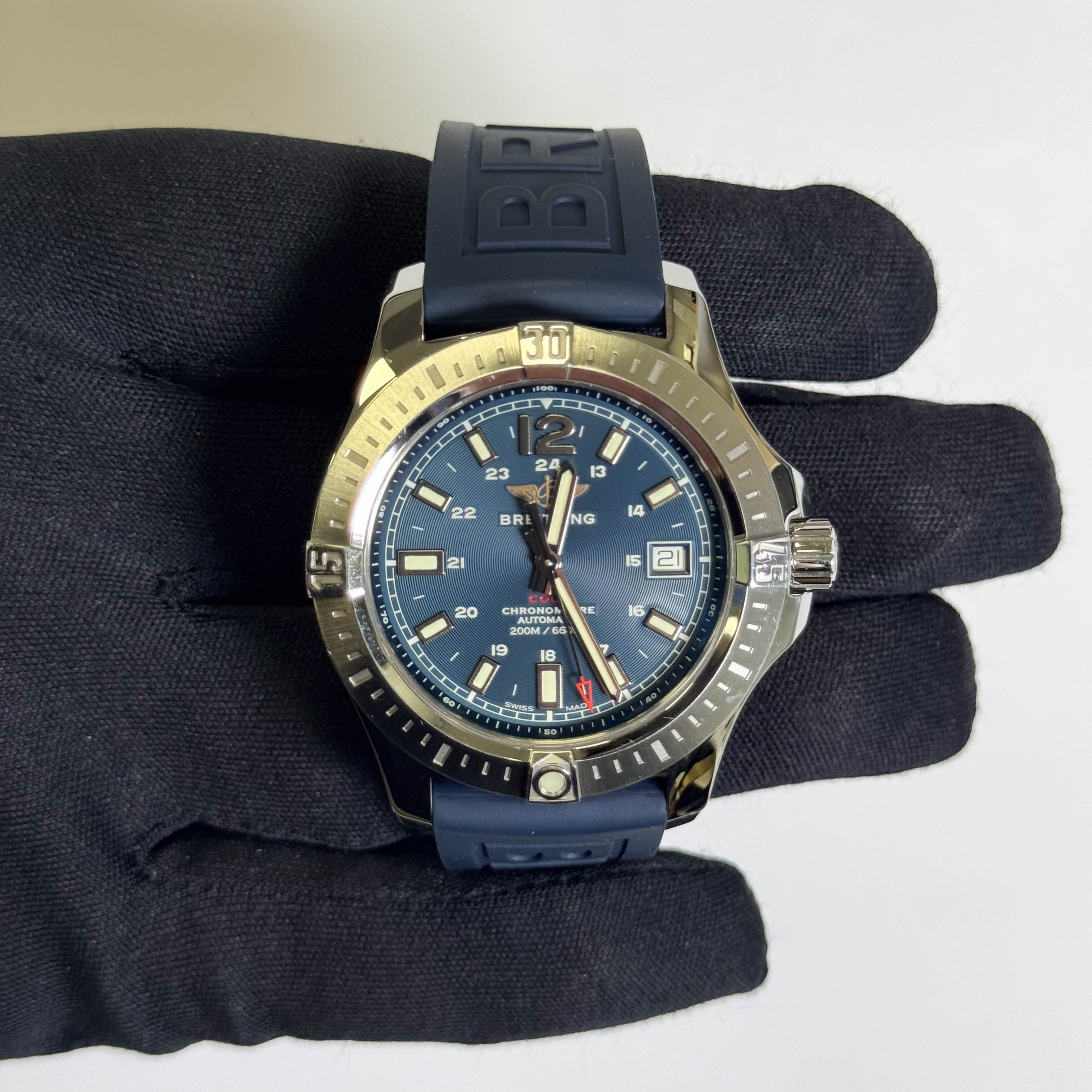 Breitling Colt Stainless Steel 41mm Blue Dial Watch Ref# A17313 - Happy Jewelers Fine Jewelry Lifetime Warranty