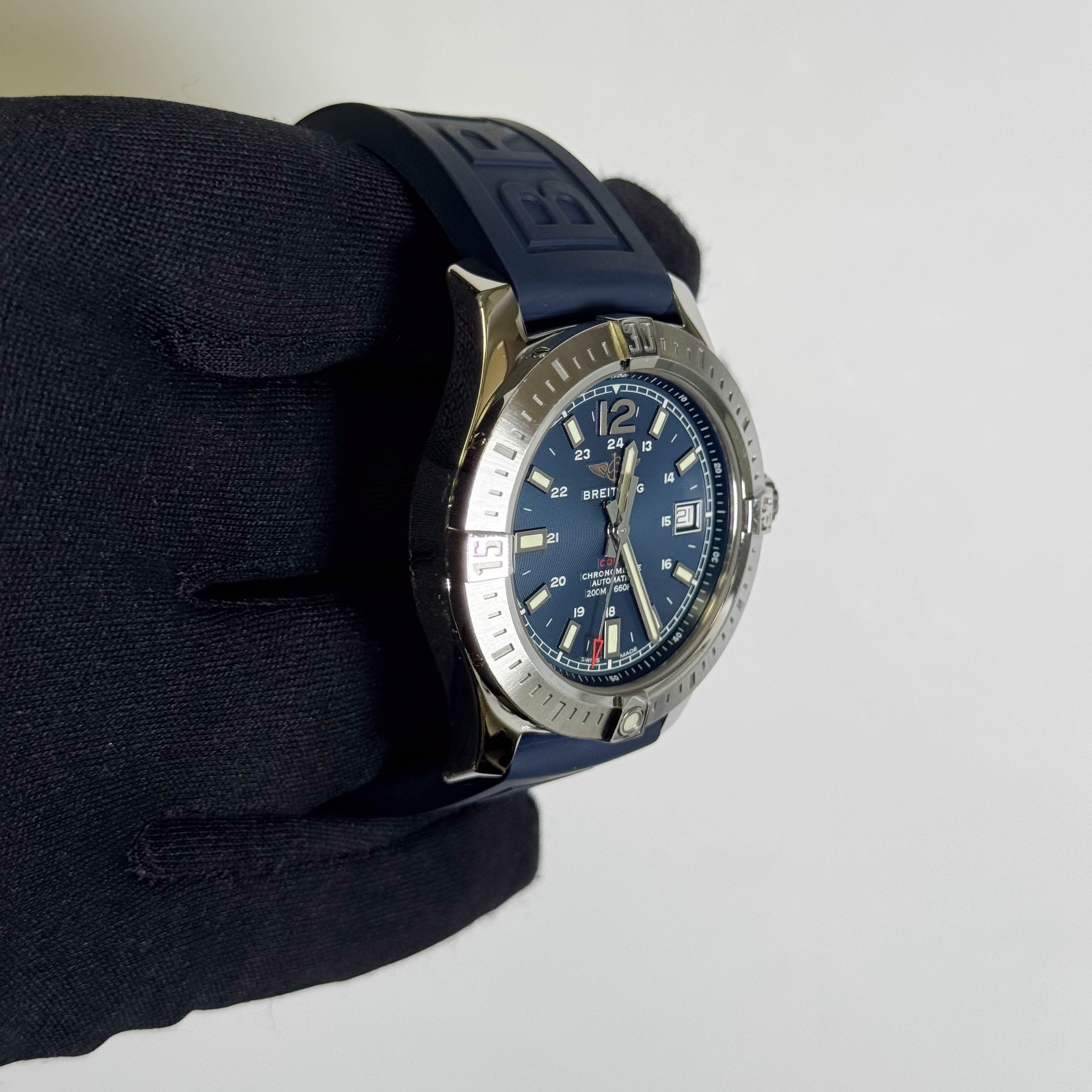 Breitling Colt Stainless Steel 41mm Blue Dial Watch Ref# A17313 - Happy Jewelers Fine Jewelry Lifetime Warranty