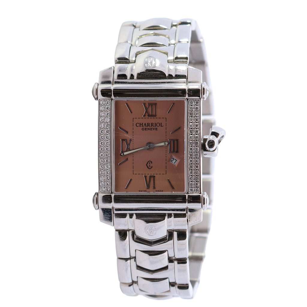 Charriol Ladies Columbus Stainless Steel 33mm Pink Dial Watch
