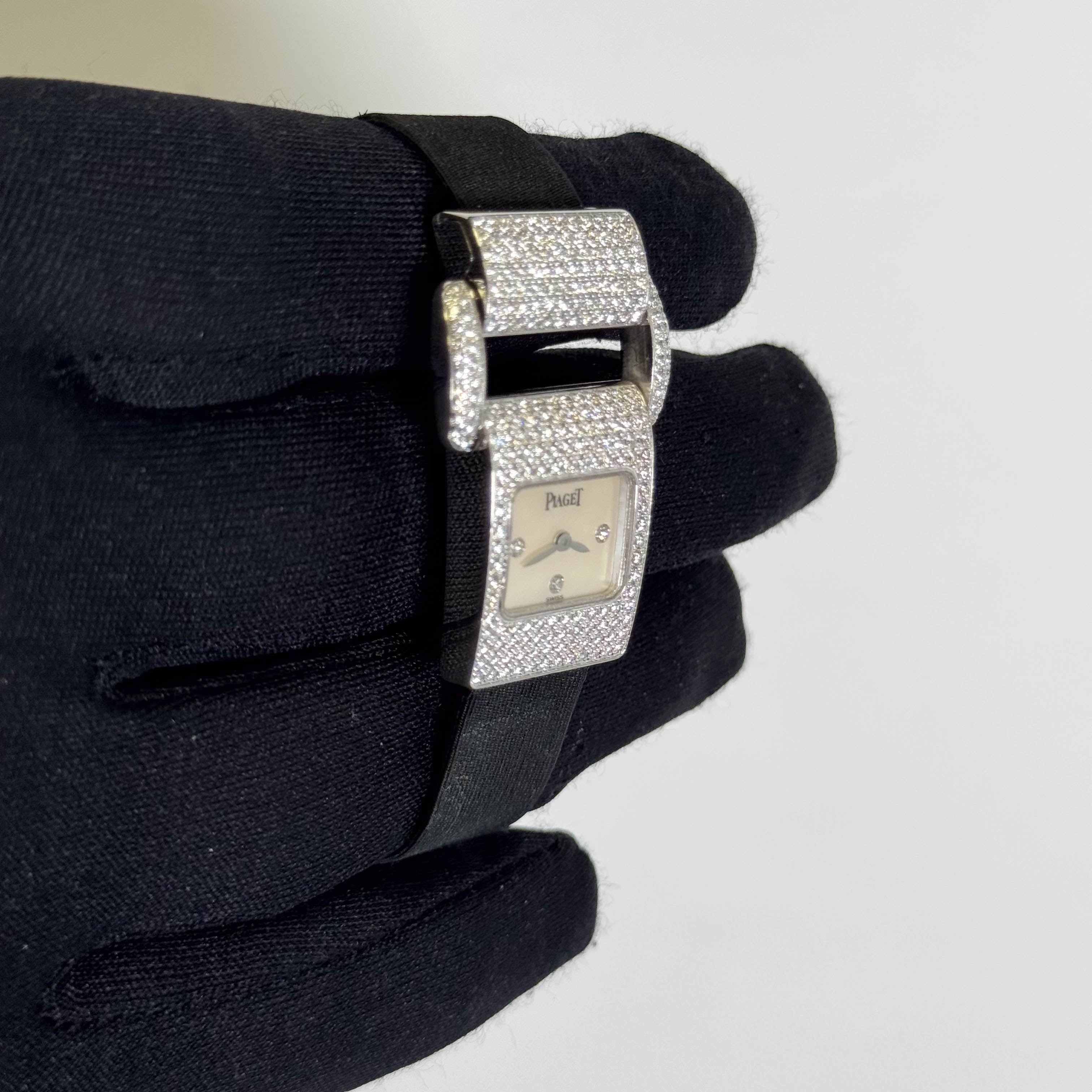 Piaget Miss Protocole White Gold 17x25mm Factory White MOP Diamond Dial Watch Ref# 5225 - Happy Jewelers Fine Jewelry Lifetime Warranty