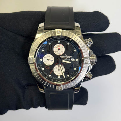 Breitling Super Avenger Stainless Steel 48mm Black Dial Watch Ref# A13370 - Happy Jewelers Fine Jewelry Lifetime Warranty