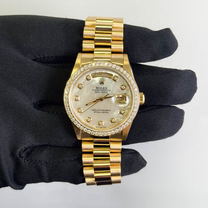 Rolex Day Date 36mm Custom MOP Dial Watch Ref# 18038