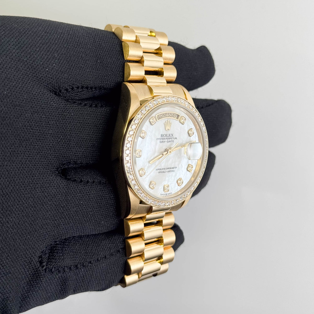 Rolex Day Date 36mm Custom MOP Dial Watch Ref# 18038