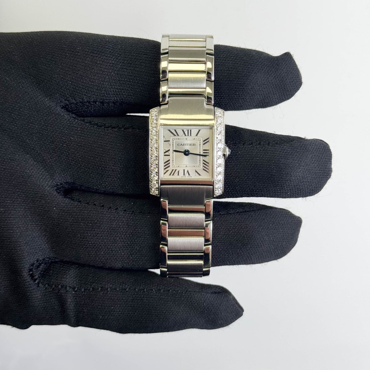 Cartier Tank Française Small 25.7mm x 21.2mm Silver Roman Dial Watch Ref# W4TA0020