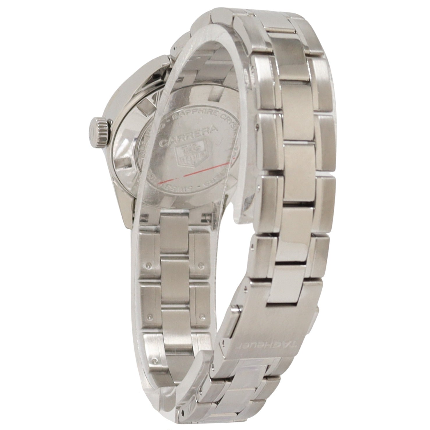 Tag Heuer Ladies Carrera Stainless Steel 27mm White MOP Diamond Dial Watch Reference# WV1411.BA0793 - Happy Jewelers Fine Jewelry Lifetime Warranty