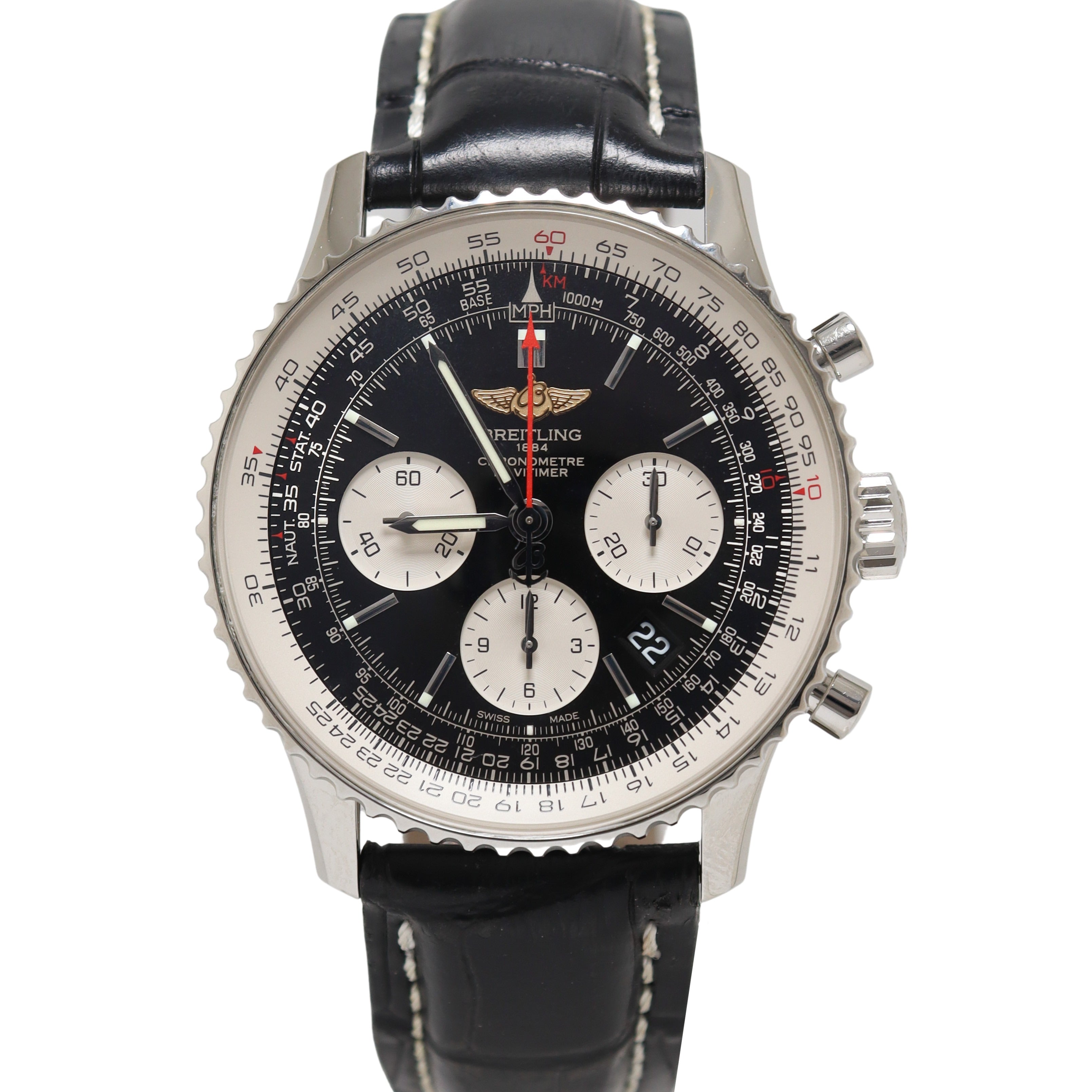 Breitling Navitimer 43mm Black Dial Watch Ref# AB0120 - Happy Jewelers Fine Jewelry Lifetime Warranty