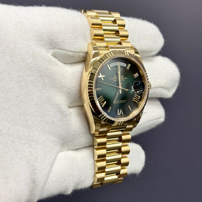 Rolex Day-Date 36mm Green Ombre Dial Watch Ref# 128238 - Happy Jewelers Fine Jewelry Lifetime Warranty