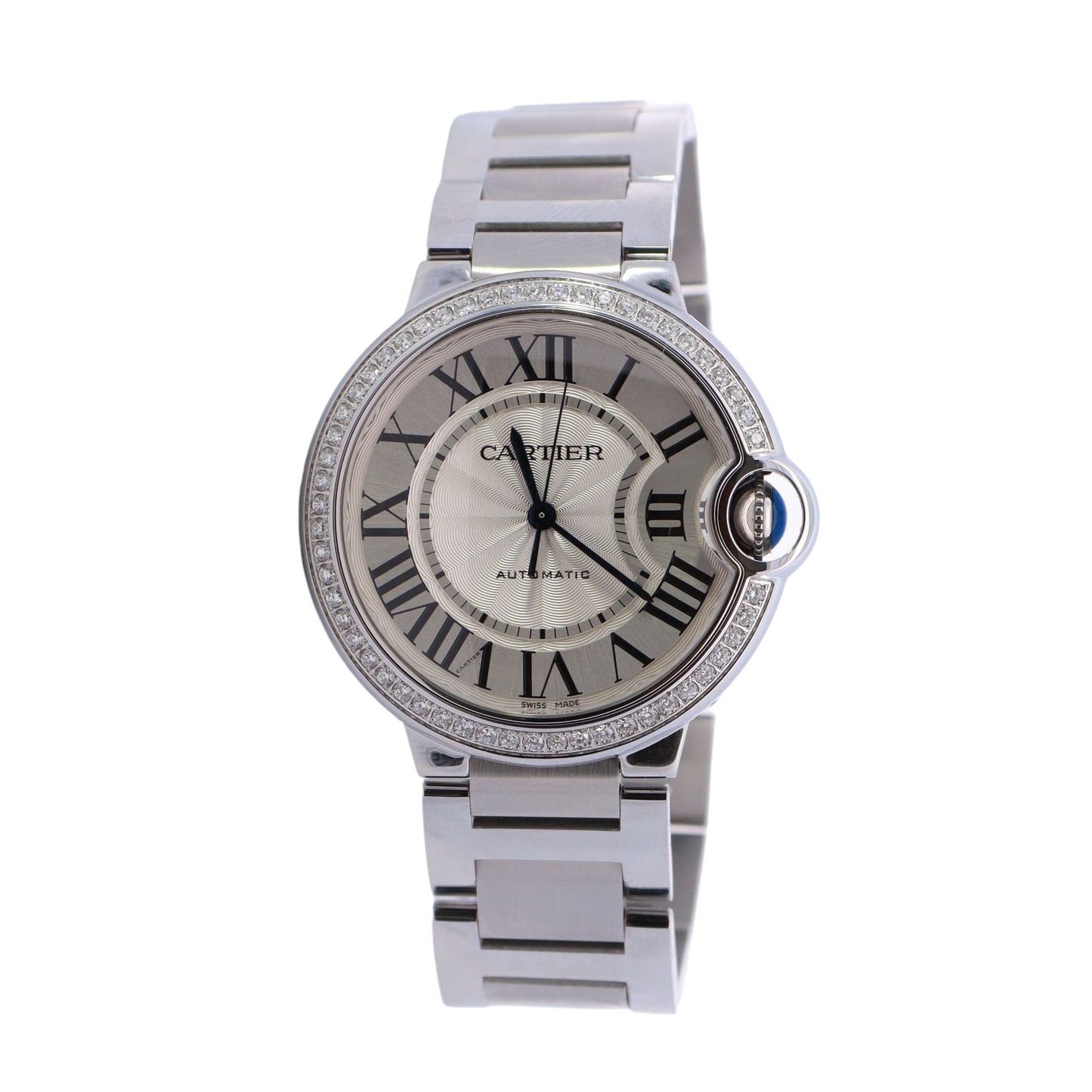 Cartier Ballon Bleu Stainless Steel 36mm Silver Roman Dial Watch Reference #: W4BB0024 - Happy Jewelers Fine Jewelry Lifetime Warranty