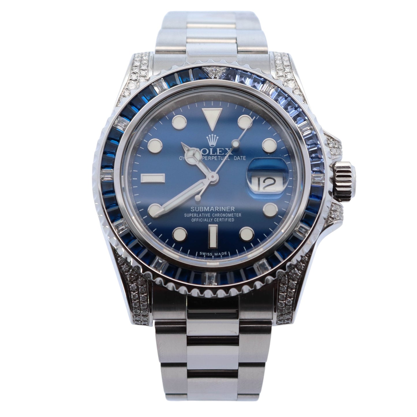 Rolex Submariner Stainless Steel 40mm Aftermarket Blue Dot Dial Watch Reference# 116610LN - Happy Jewelers Fine Jewelry Lifetime Warranty