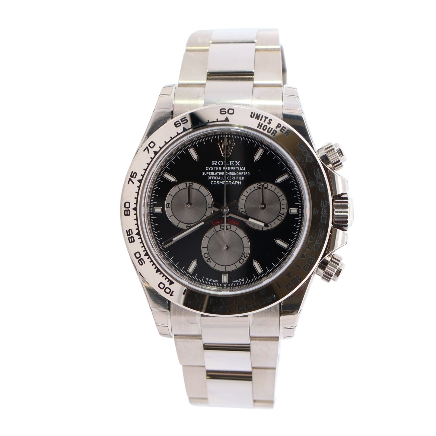 Rolex Daytona White Gold 40mm Black Chronograph Stick Dial Watch Reference #: 126509