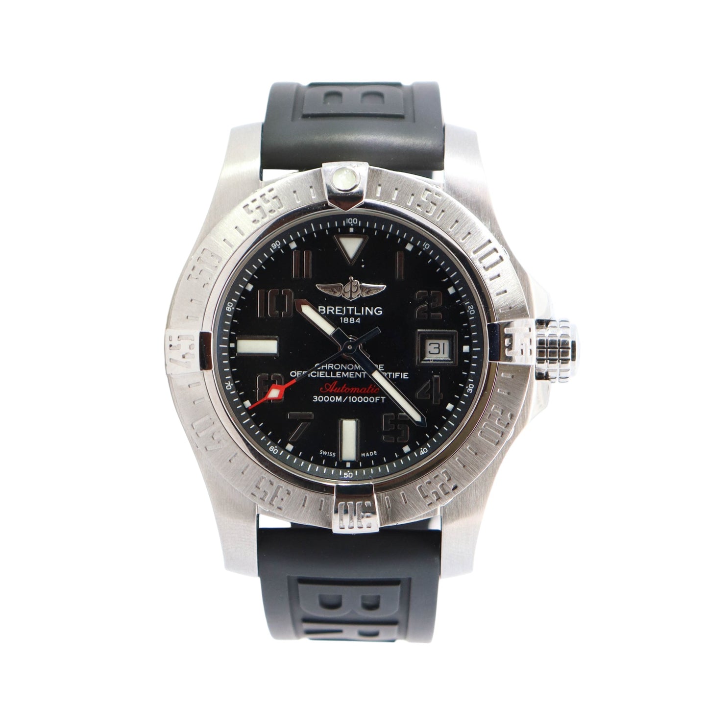 Breitling Avenger II Seawolf Stainless Steel 45mm Black Arabic Dial Watch  Reference #: A1733110