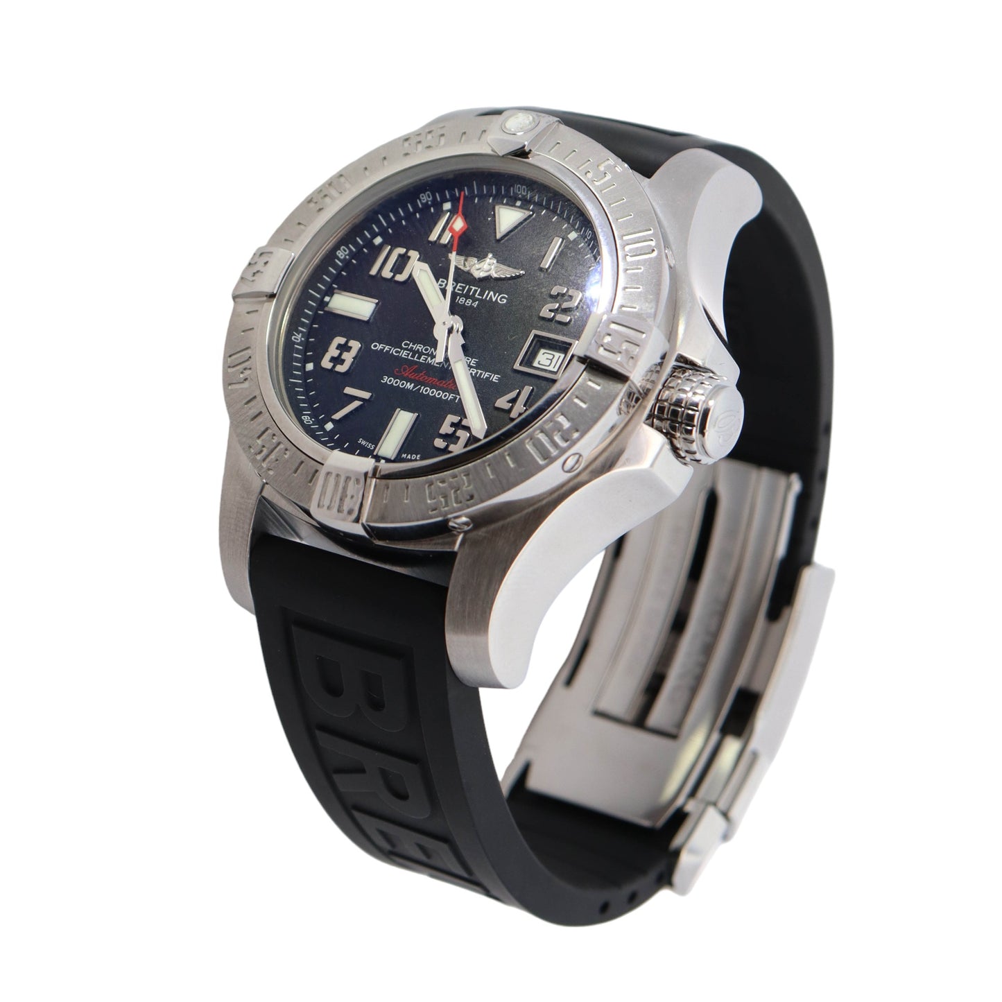 Breitling Avenger II Seawolf Stainless Steel 45mm Black Arabic Dial Watch  Reference #: A1733110