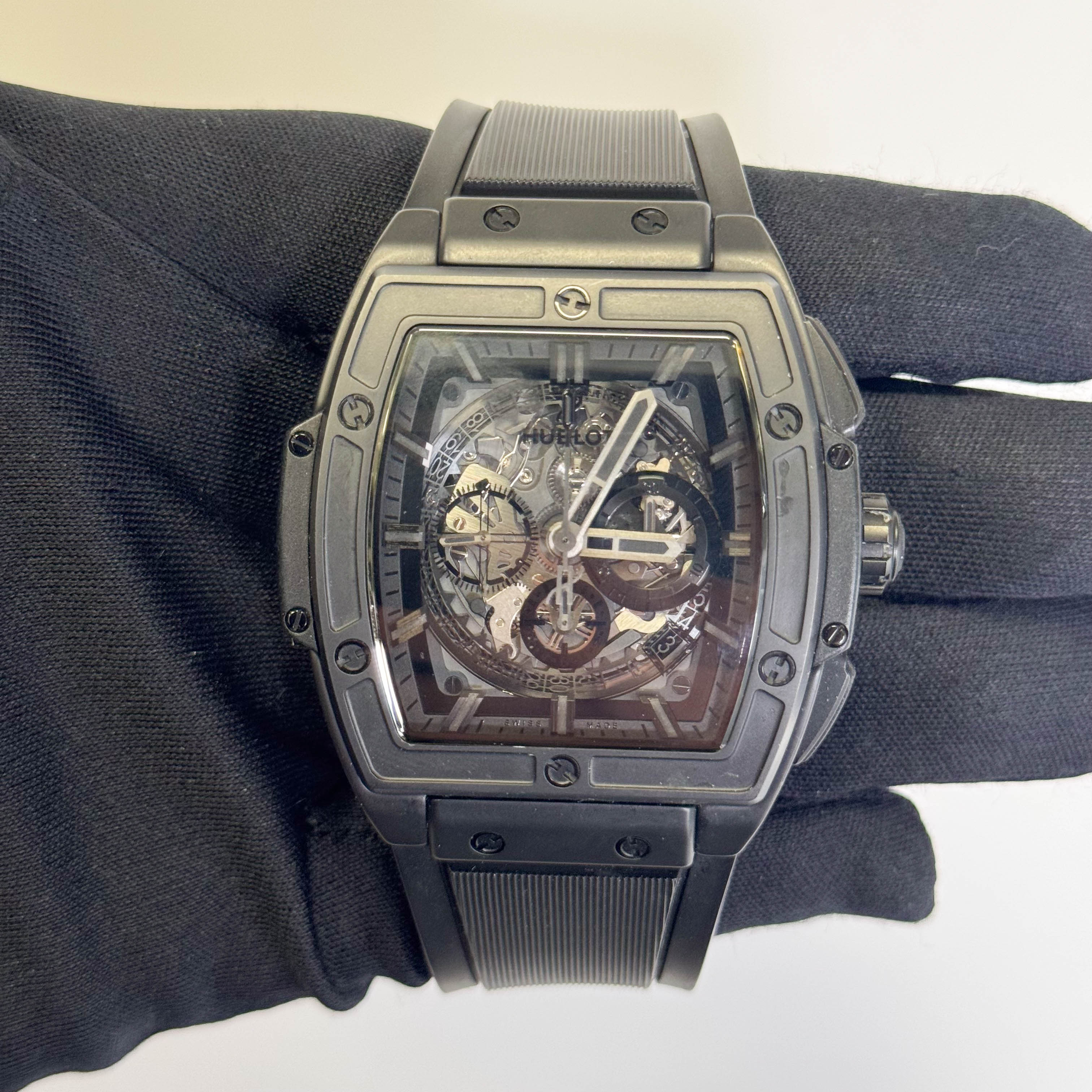 Hublot Spirit of Big Bang 45mm Silver Skeleton Dial Watch Ref# 601.CI.0110.RX