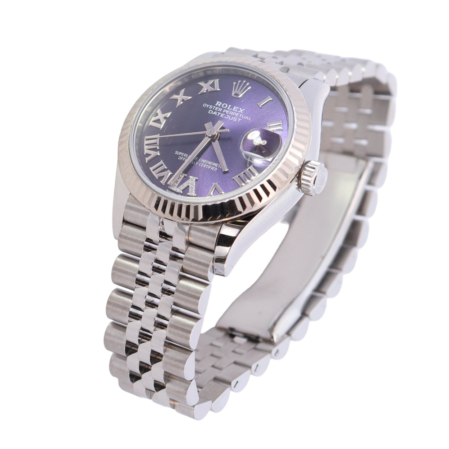 Rolex Datejust Stainless Steel 31mm Purple Roman Dial Watch Reference #: 278274
