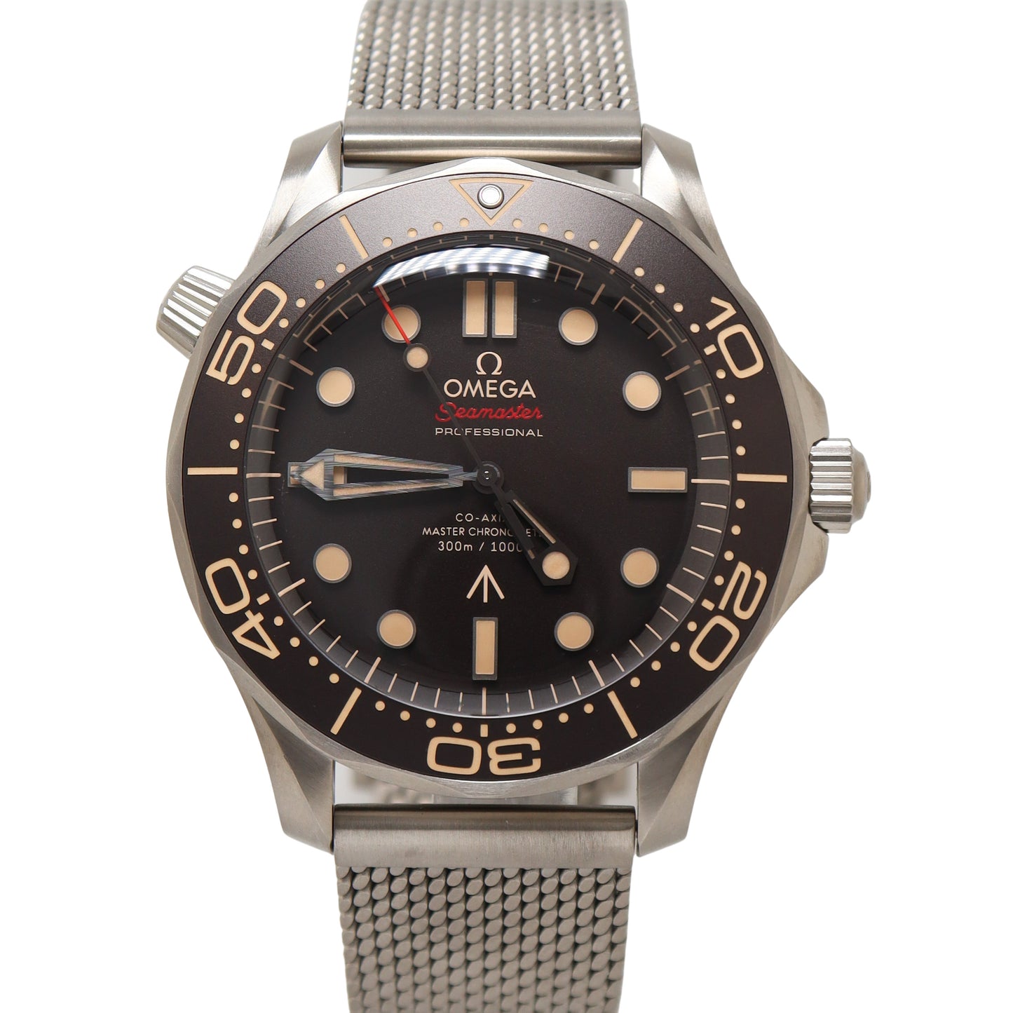 Omega Men's Seamaster James Bond Edition Titanium 42mm Brown Dot Dial Watch Reference #: 210.90.42.20.01.001 - Happy Jewelers Fine Jewelry Lifetime Warranty