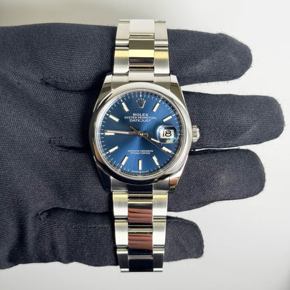 Rolex Datejust 36mm Blue Stick Dial Watch Ref# 126200 - Happy Jewelers Fine Jewelry Lifetime Warranty