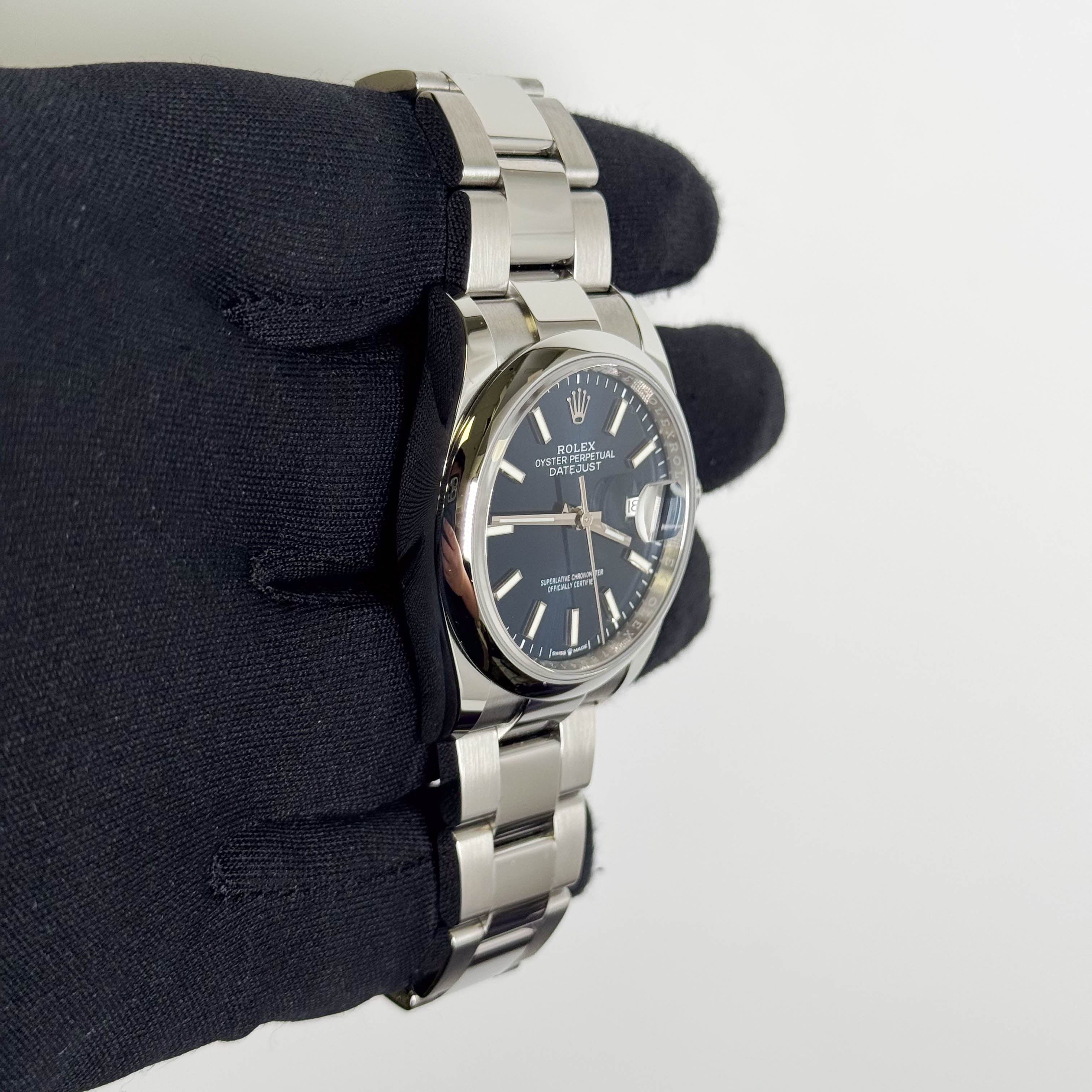 Rolex Datejust 36mm Blue Stick Dial Watch Ref# 126200 - Happy Jewelers Fine Jewelry Lifetime Warranty