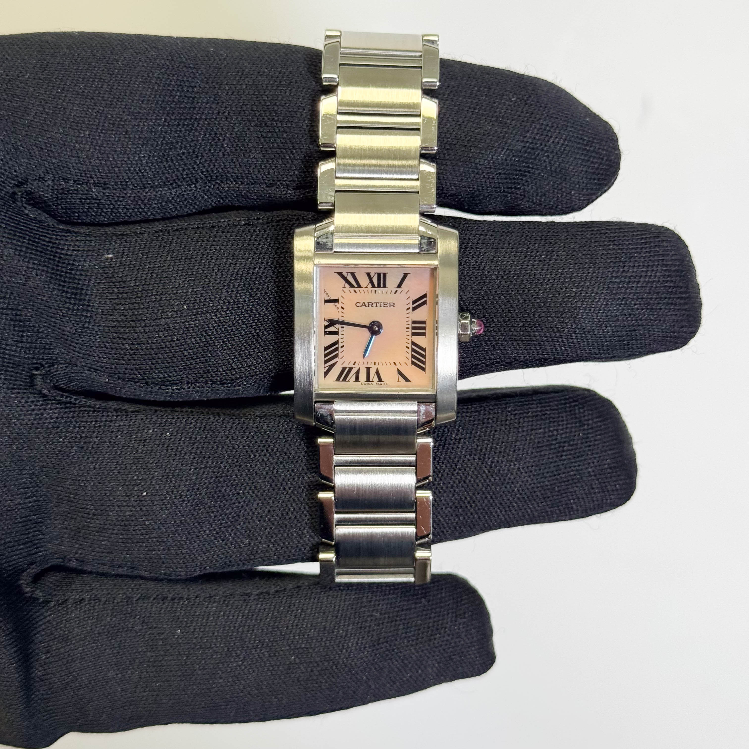 Cartier Tank Francaise 20mm Pink MOP Dial Watch Ref# W51028Q3