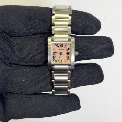 Cartier Tank Francaise 20mm Pink MOP Dial Watch Ref# W51028Q3