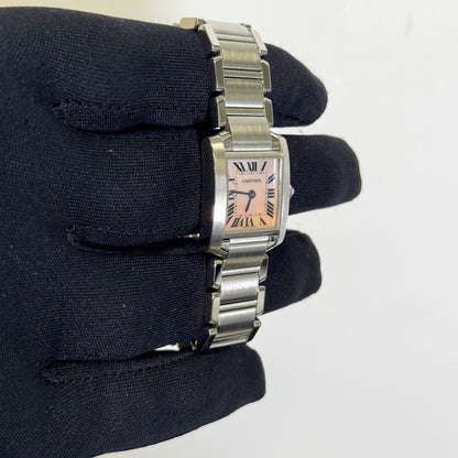 Cartier Tank Francaise 20mm Pink MOP Dial Watch Ref# W51028Q3