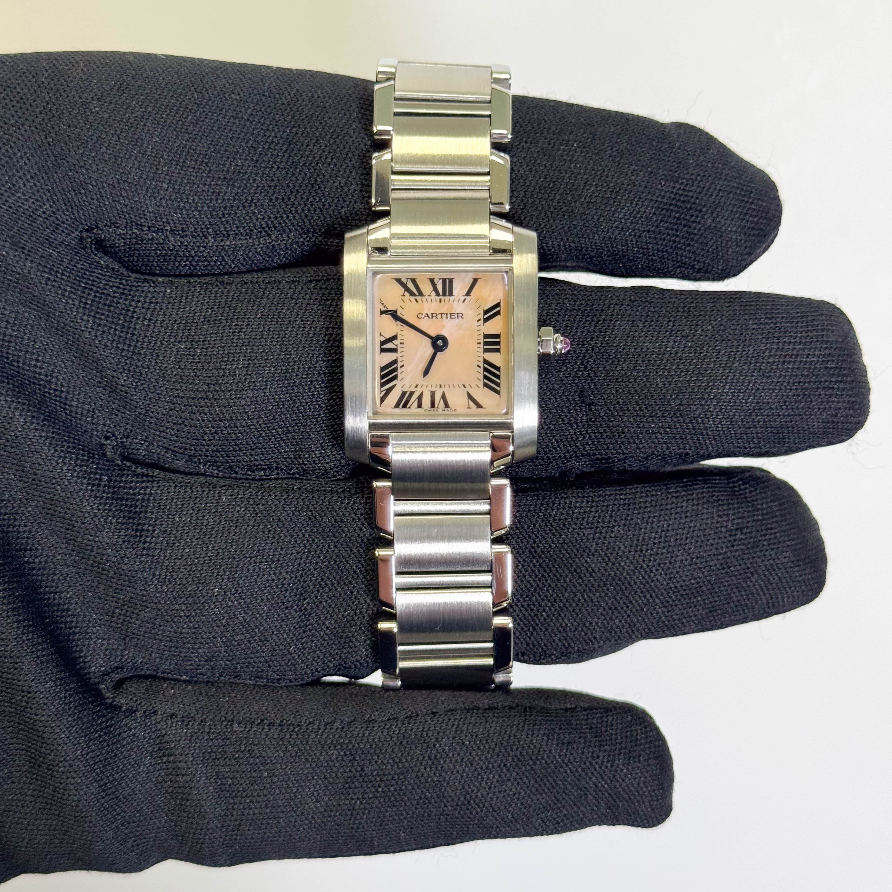 Cartier Tank Francaise 20mm Pink MOP Dial Watch Ref# W51028Q3