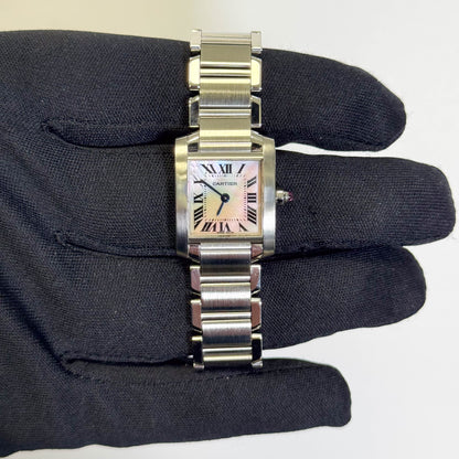Cartier Tank Francaise 20mm Pink MOP Dial Watch Ref# W51028Q3
