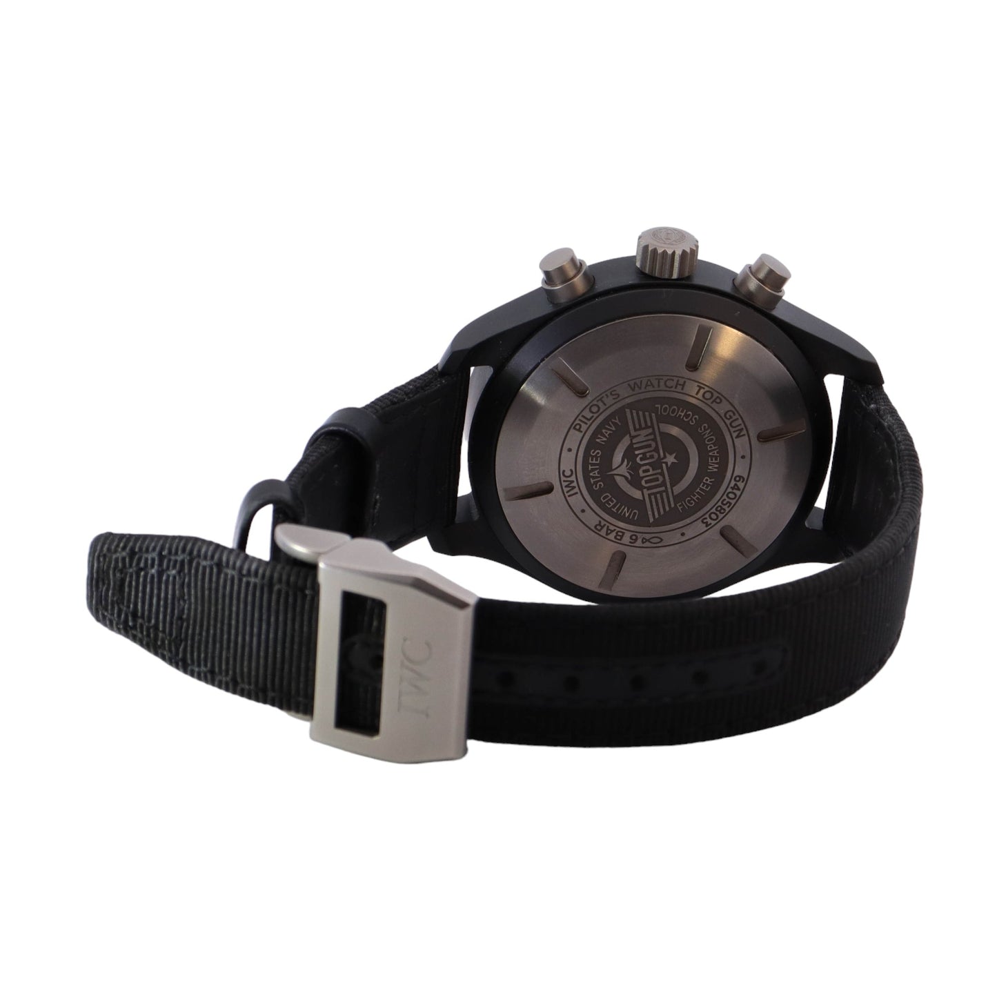 IWC Pilots Chronograph Top Gun Black Ceramic 44.5mm Black Chronograph Arabic Dial Watch Reference #:  IW389107 - Happy Jewelers Fine Jewelry Lifetime Warranty