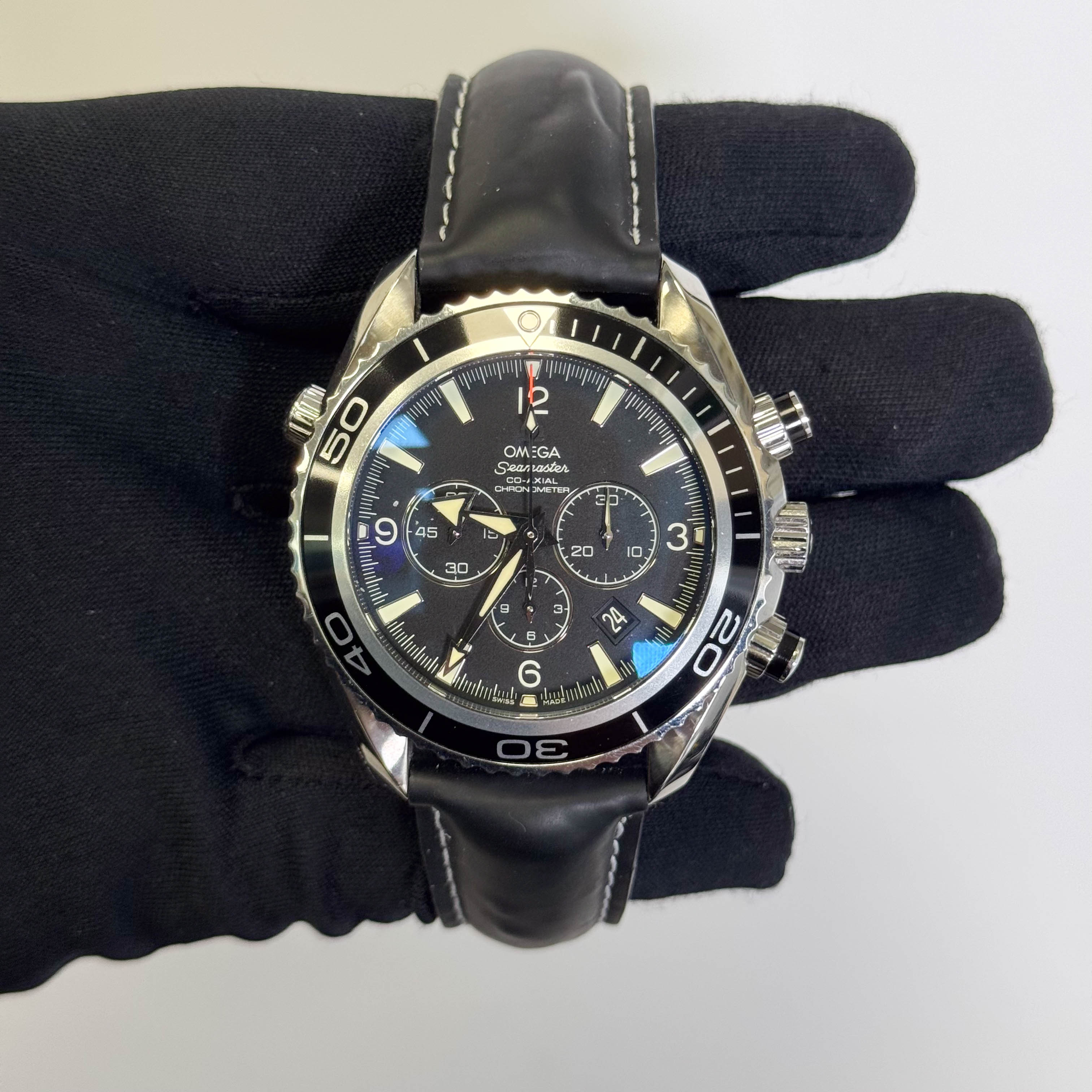 Omega Seamaster Planet Ocean Chronograph 45mm Black Dial Watch Ref# 2910.50.81 - Happy Jewelers Fine Jewelry Lifetime Warranty