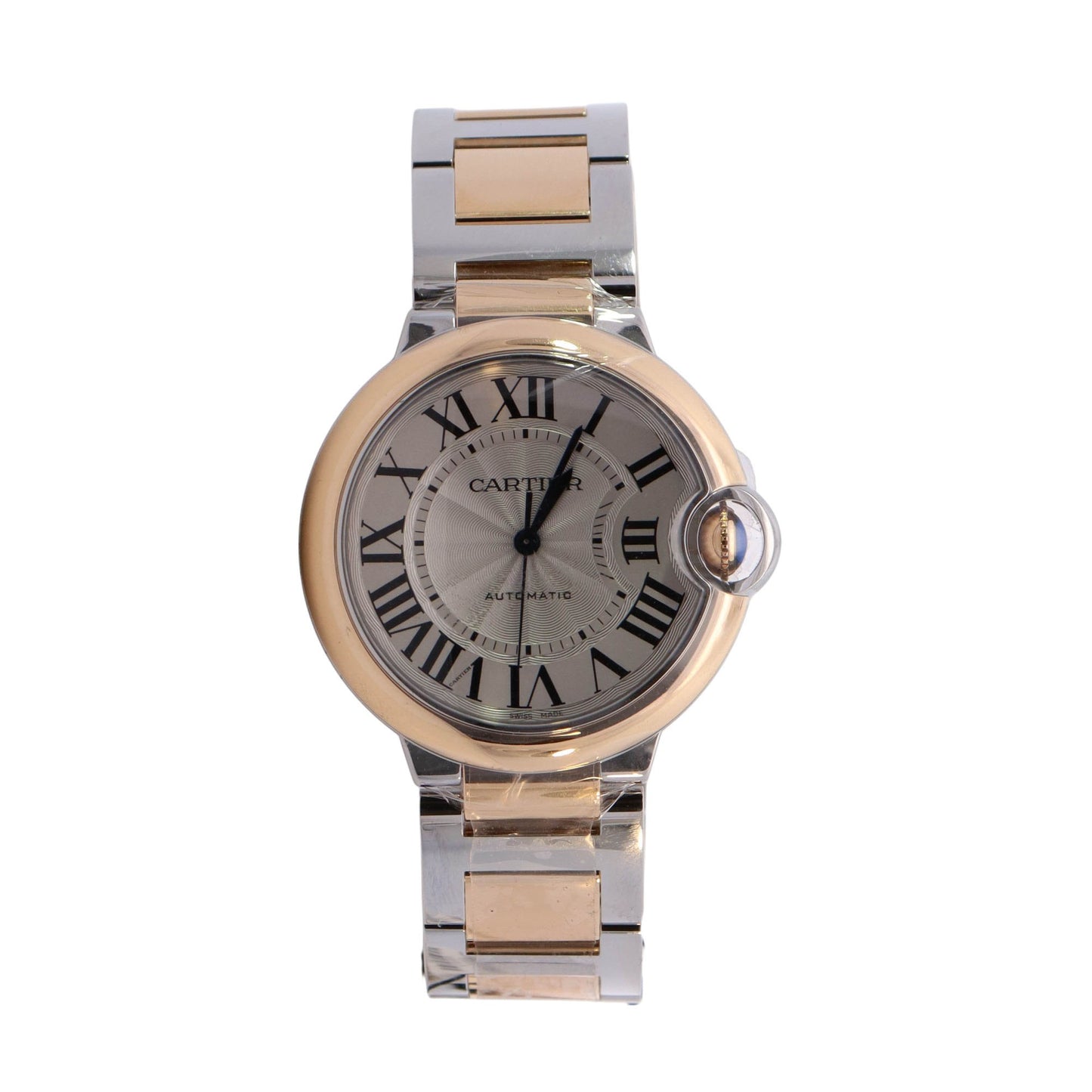 Cartier Ballon Bleu Two Tone Stainless Steel & Yellow Gold Silver Roman Dial Watch  Reference #: W2BB0038 - Happy Jewelers Fine Jewelry Lifetime Warranty