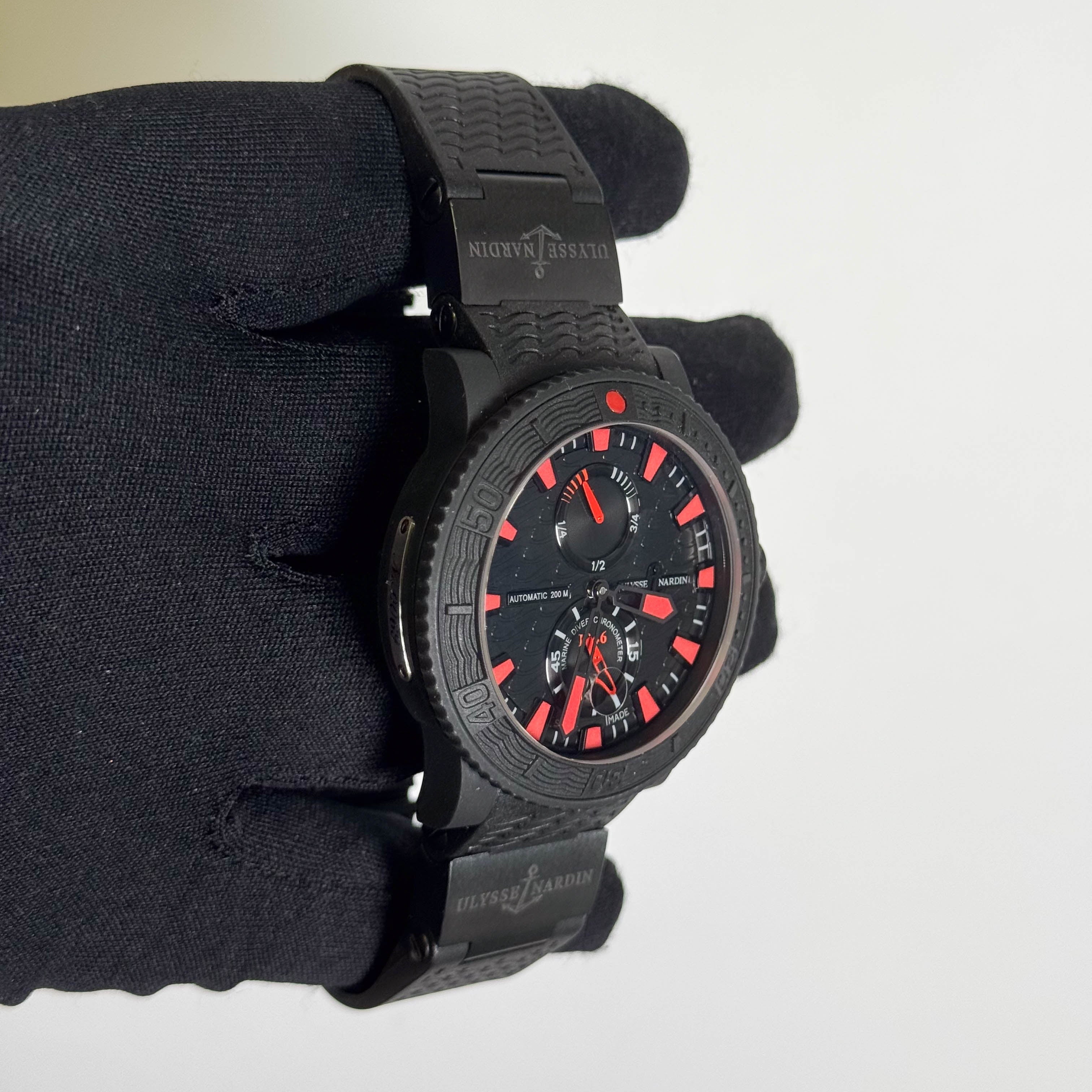 Ulysse Nardin Maxi Marine Diver Black Sea 45mm Black Wave Dial Watch Ref# 263-92-3C - Happy Jewelers Fine Jewelry Lifetime Warranty