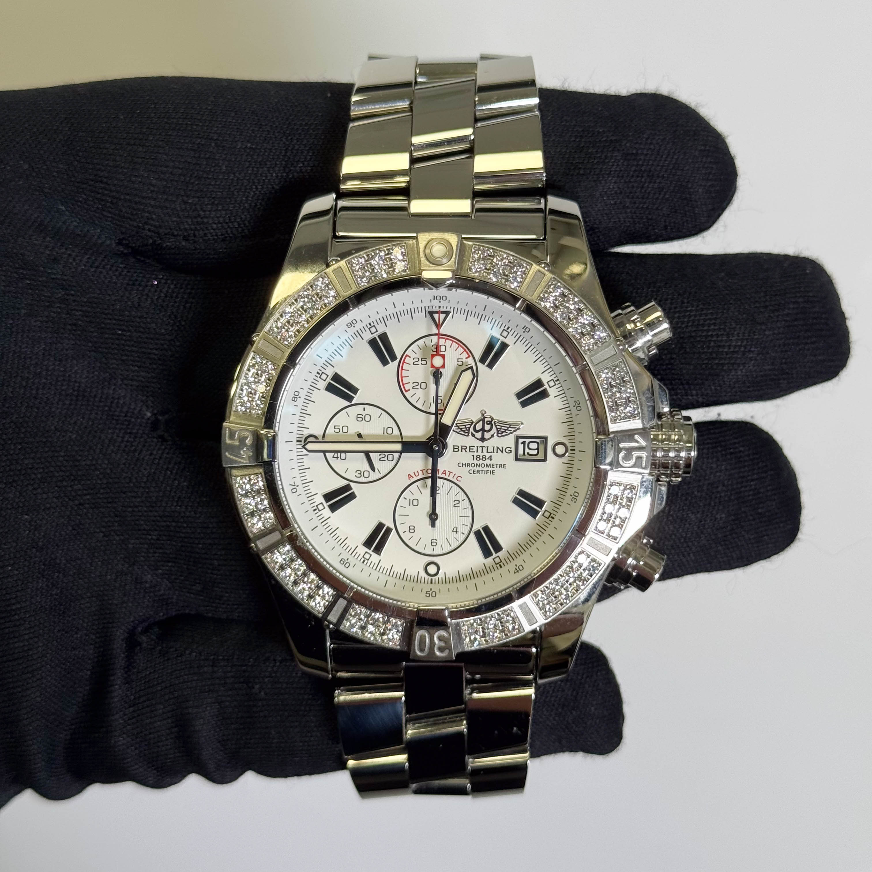 Breitling Super Avenger 48mm White Chronograph Dial Watch Ref# A1337053 - Happy Jewelers Fine Jewelry Lifetime Warranty