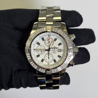 Breitling Super Avenger 48mm White Chronograph Dial Watch Ref# A1337053 - Happy Jewelers Fine Jewelry Lifetime Warranty