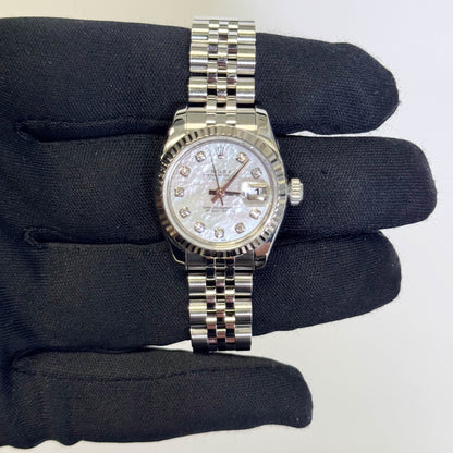 Rolex Datejust 26mm MOP Dial Watch Ref# 179174 - Happy Jewelers Fine Jewelry Lifetime Warranty