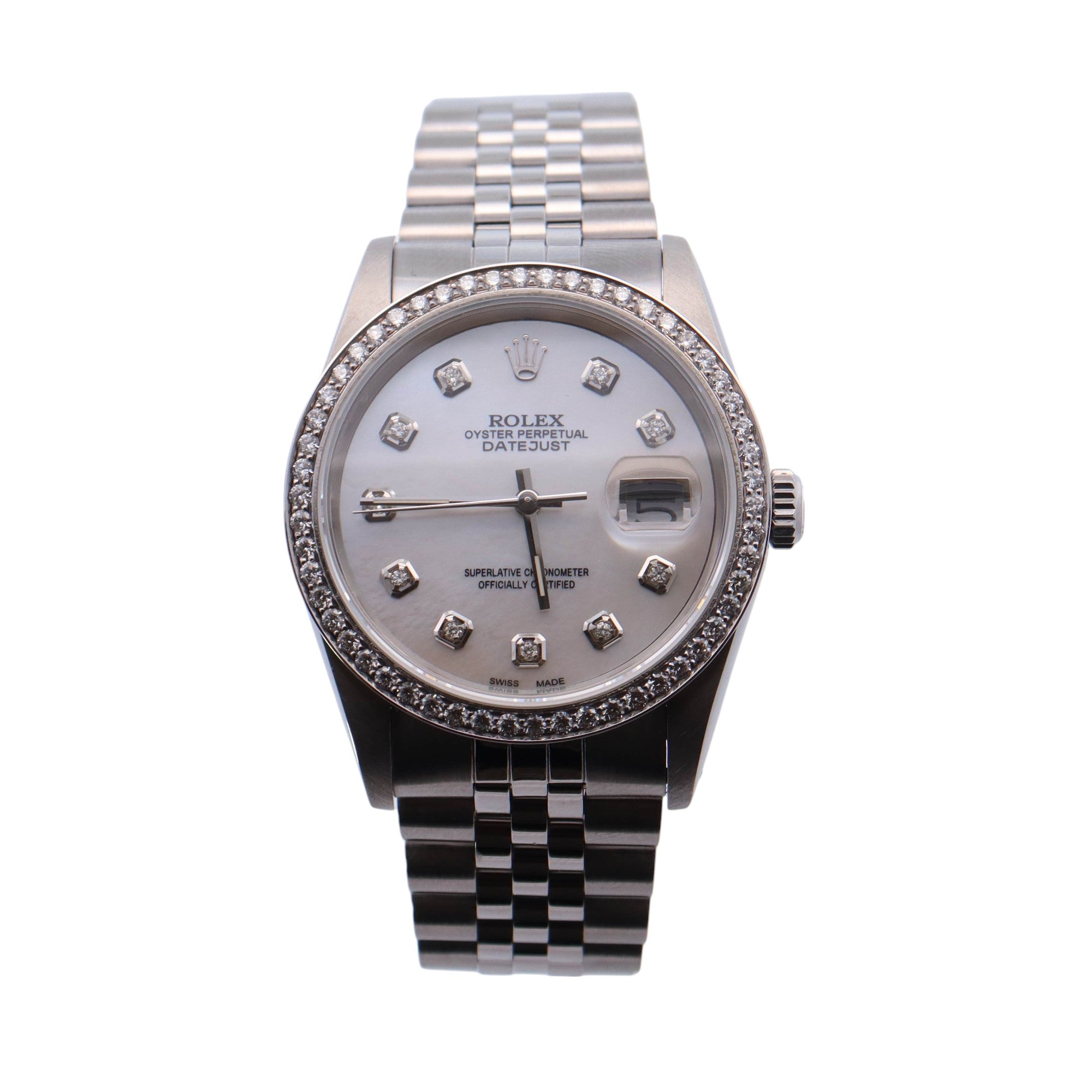 Rolex Datejust Stainless Steel 36mm Silver Stick Dial Watch Reference #: 16234 - Happy Jewelers Fine Jewelry Lifetime Warranty