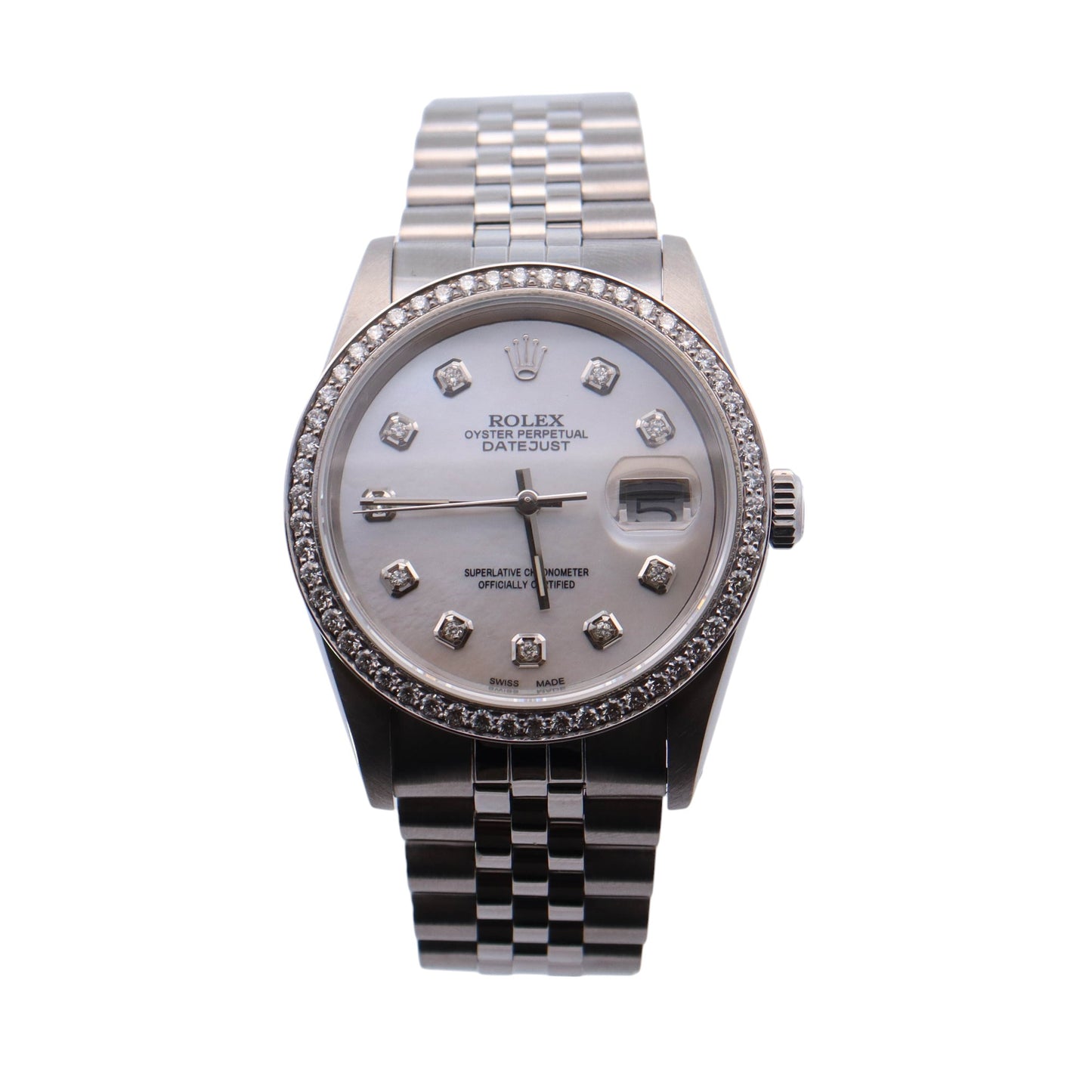 Rolex Datejust Stainless Steel 36mm Silver Stick Dial Watch Reference #: 16234