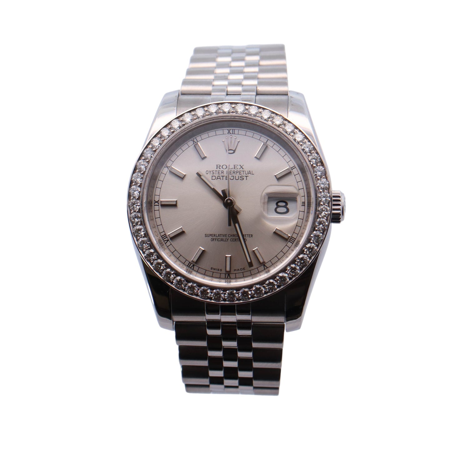 Rolex Datejust Stainless Steel 36mm Silver Stick Dial Watch  Reference #: 116234