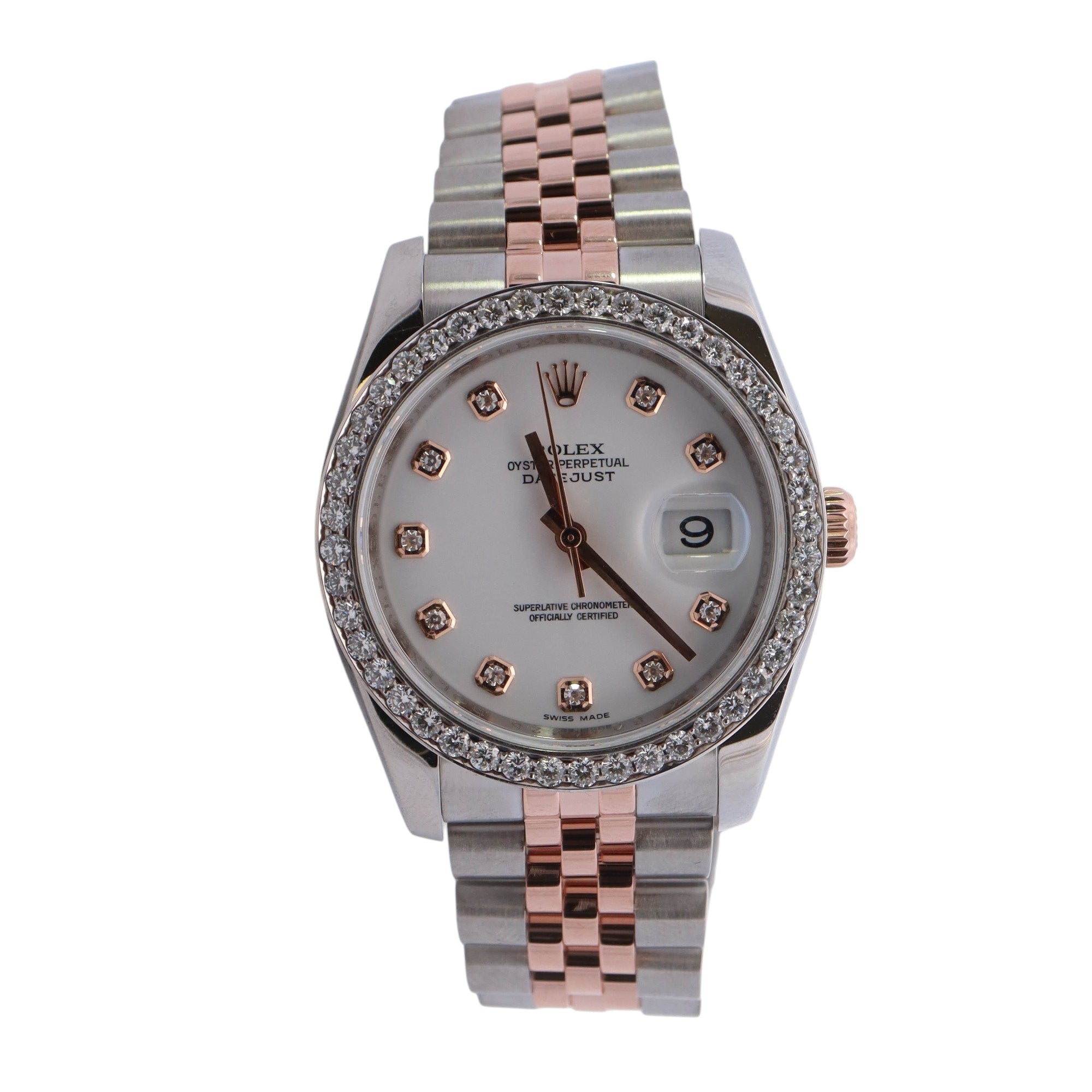 Rolex Datejust Two Tone Rose Gold & Stainless Steel 36mm White Diamond dot Dial Watch Reference #: 116231 - Happy Jewelers Fine Jewelry Lifetime Warranty