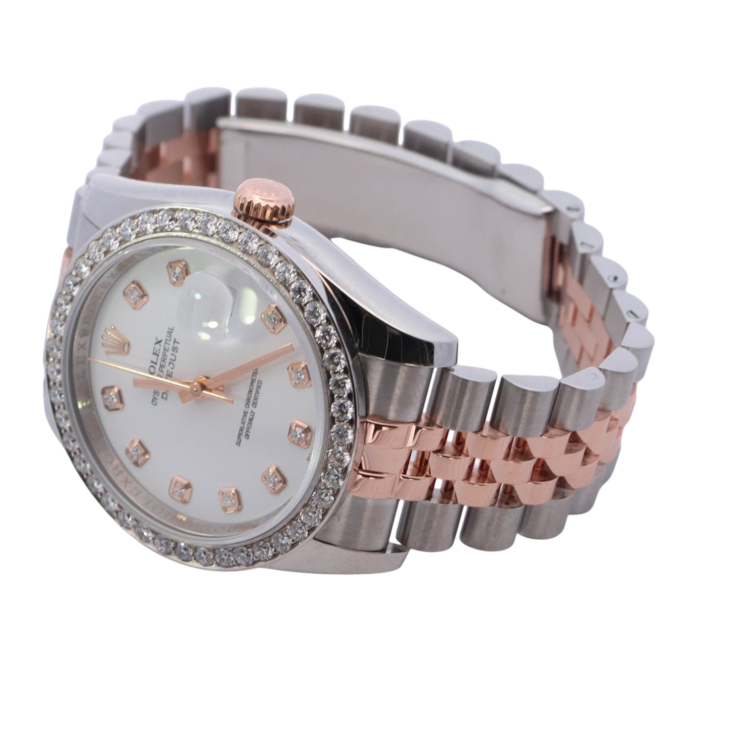 Rolex Datejust Two Tone Rose Gold & Stainless Steel 36mm White Diamond dot Dial Watch Reference #: 116231 - Happy Jewelers Fine Jewelry Lifetime Warranty
