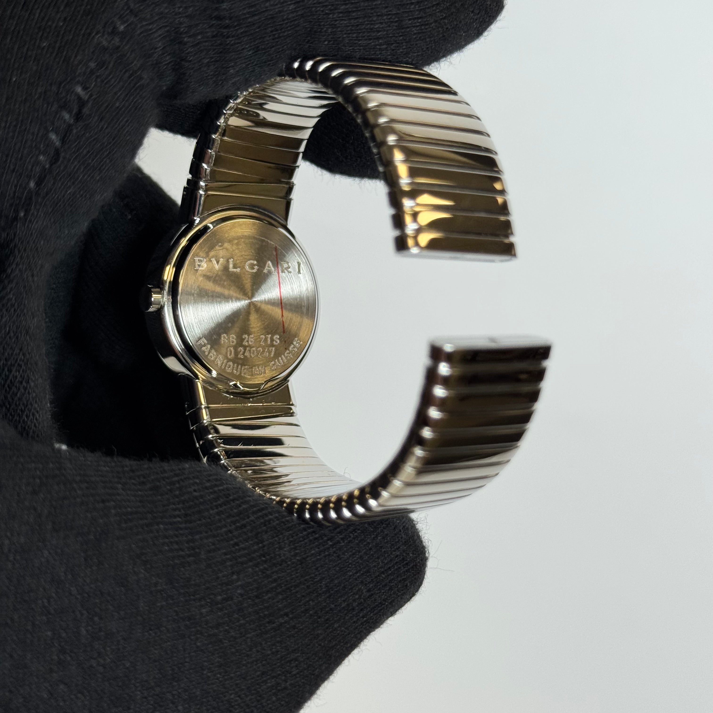 Bvlgari Tubagos 26mm Black Dial Watch Ref# BB262TS - Happy Jewelers Fine Jewelry Lifetime Warranty