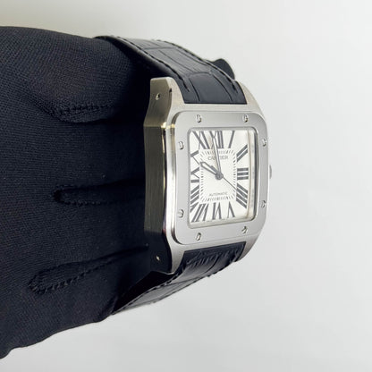 Cartier Santos 41.3mm Silver Dial Watch Ref# W20073X8