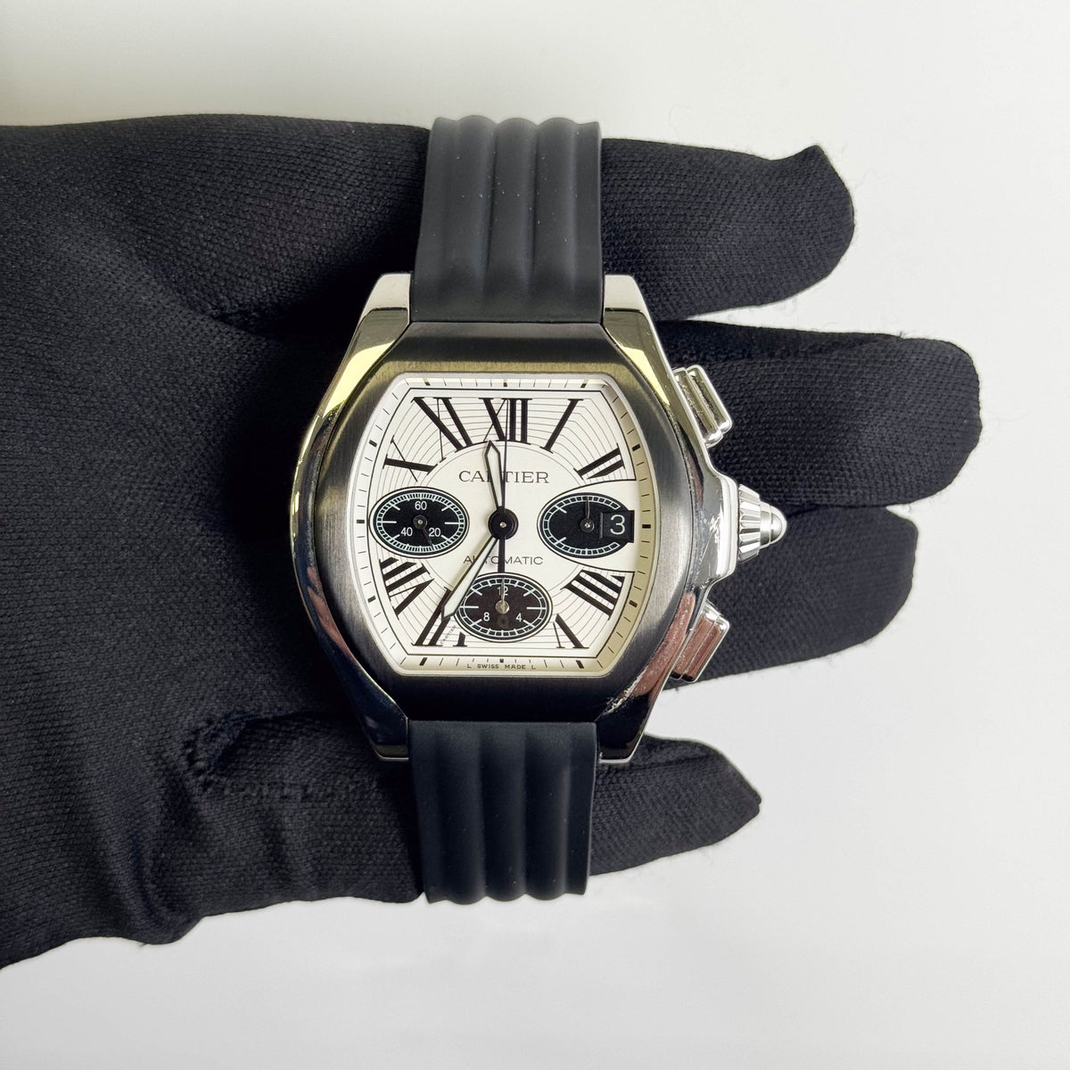 Cartier Roadster 42mm White & Black Dial Watch Ref# W6206020