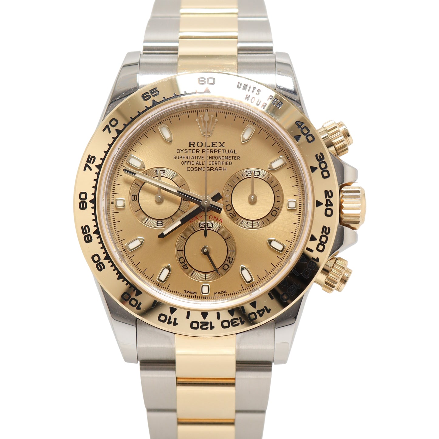 Rolex Daytona Two Tone Yellow Gold & Steel 40mm Champagne Chronograph Dial Watch Reference #: 116503 - Happy Jewelers Fine Jewelry Lifetime Warranty