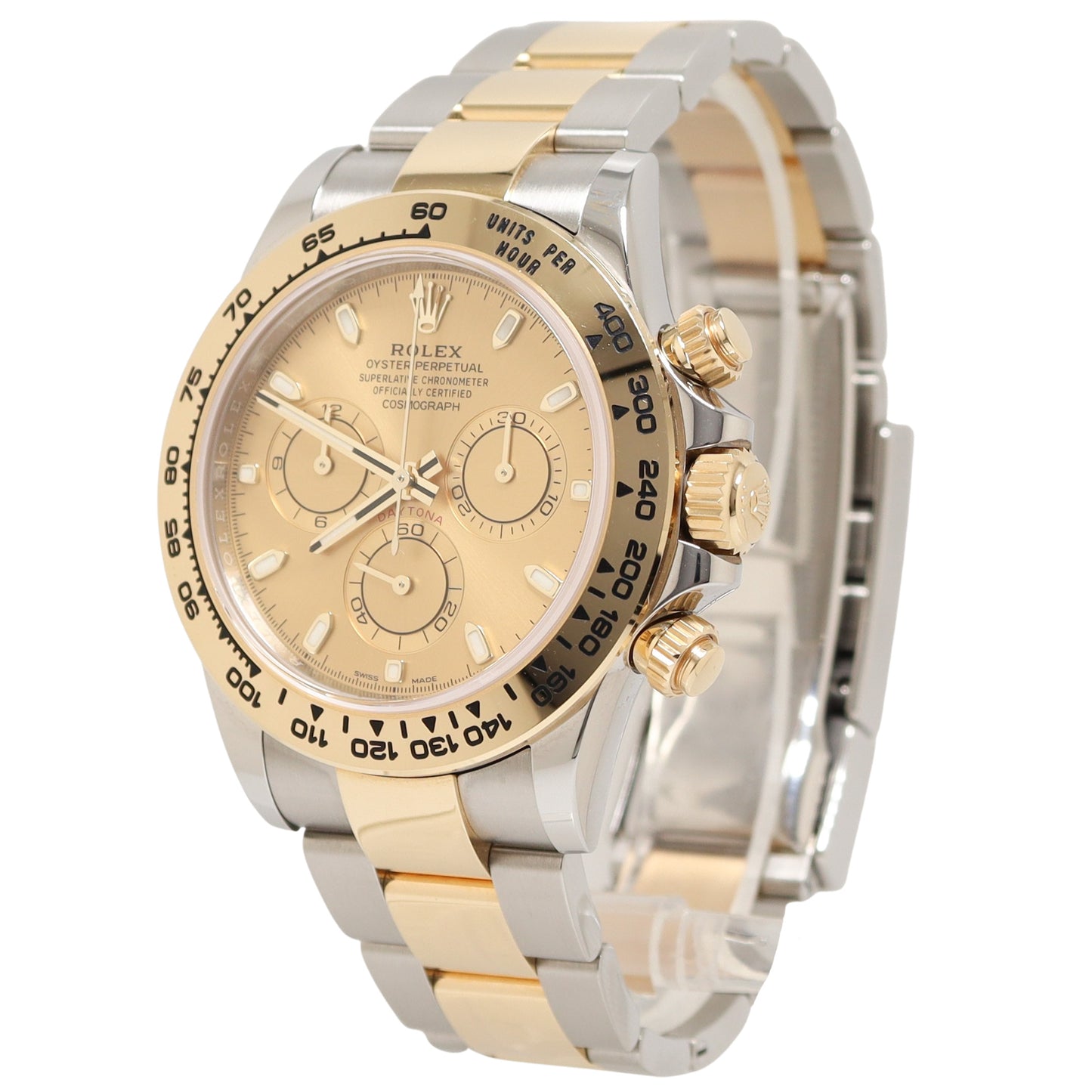 Rolex Daytona Two Tone Yellow Gold & Steel 40mm Champagne Chronograph Dial Watch Reference #: 116503 - Happy Jewelers Fine Jewelry Lifetime Warranty