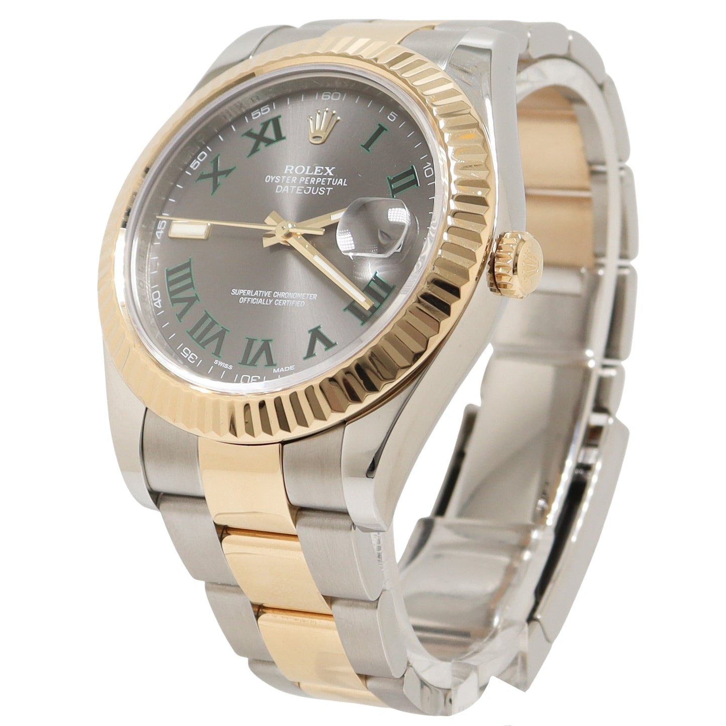 Rolex Datejust 41mm Yellow Gold and Stainless Steel Wimbledon Dial Watch Reference# 116333 - Happy Jewelers Fine Jewelry Lifetime Warranty