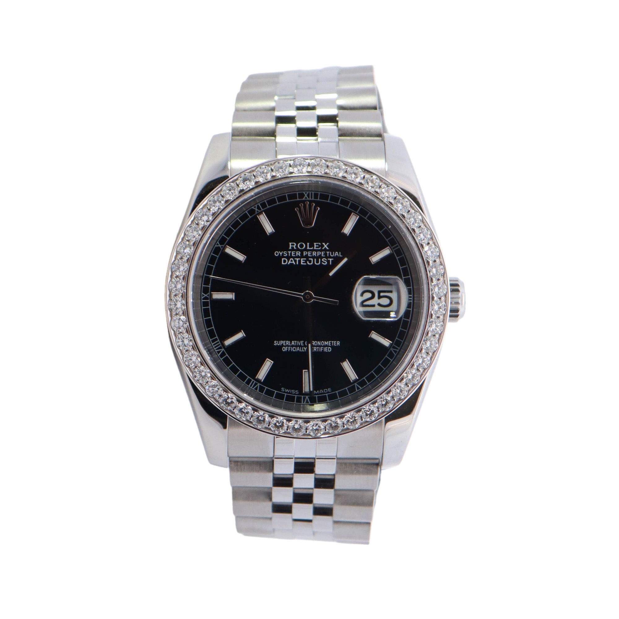 Rolex Datejust Stainless Steel 36mm Black Stick Dial Watch Reference #: 116234 - Happy Jewelers Fine Jewelry Lifetime Warranty