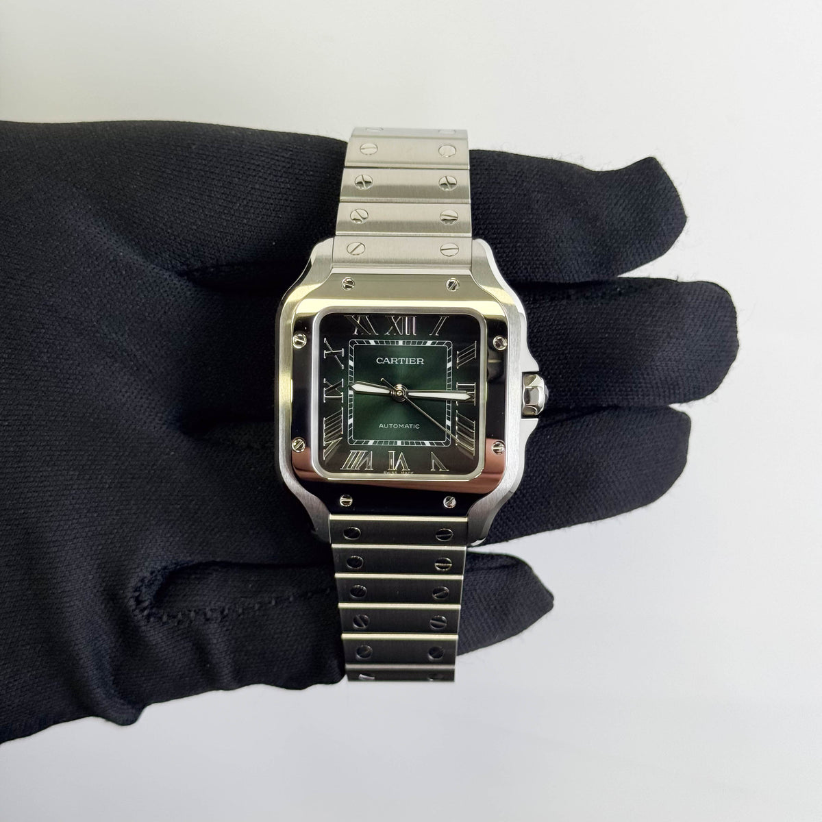 Cartier Santos De Cartier 35x42mm Green Dial Watch Ref# WSSA0061