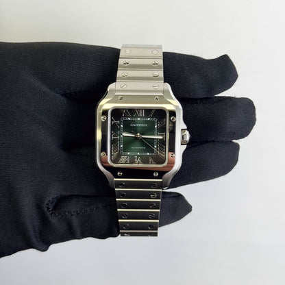 Cartier Santos De Cartier 35x42mm Green Dial Watch Ref# WSSA0061